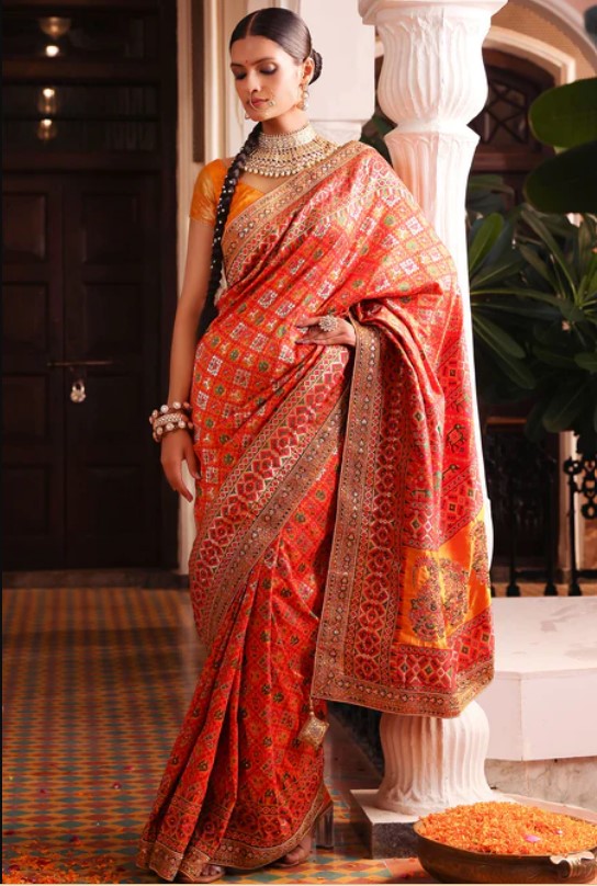 Mustard Silk Embroidered Saree