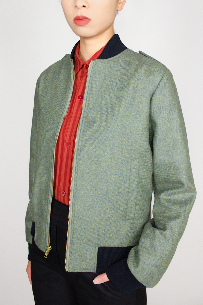 Wool Bomber Jacket - Olive Green