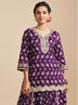 KalamKaari Silk Surkh Purple Kurta With Mulmul Silk Surkh Purple Lehenga