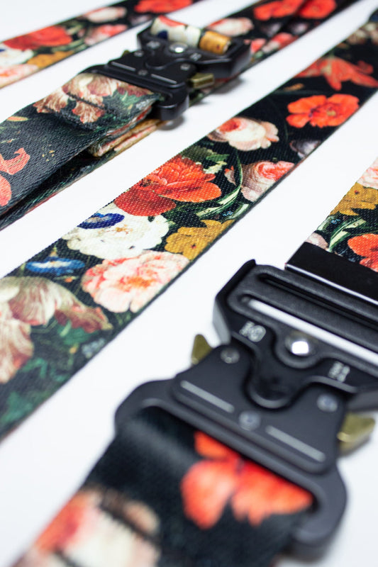 Floral Webbing Belt with Utility Buckle