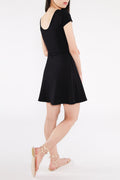 BCI Cotton Square Neck A-Line Mini Dress -- Black